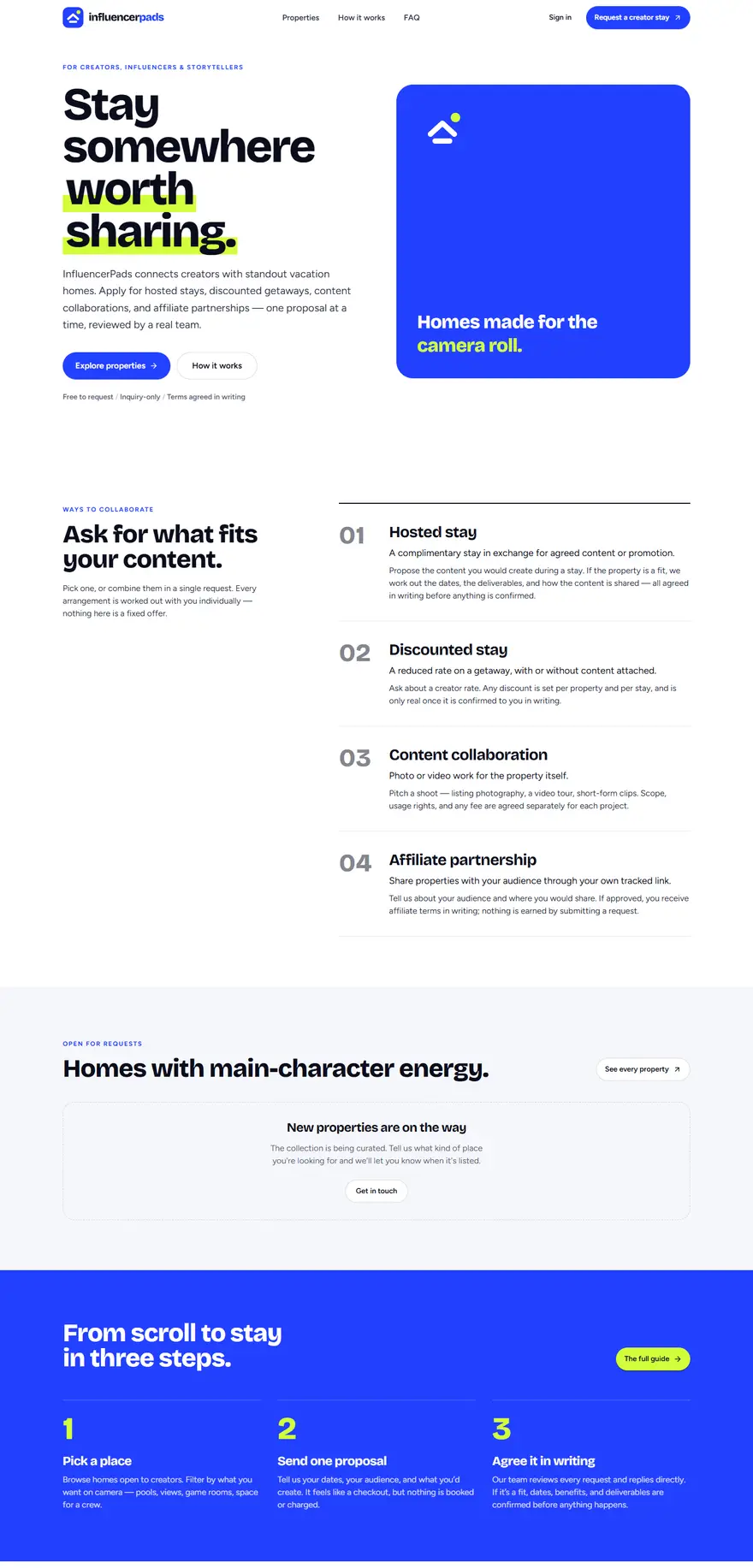 The InfluencerPads home page