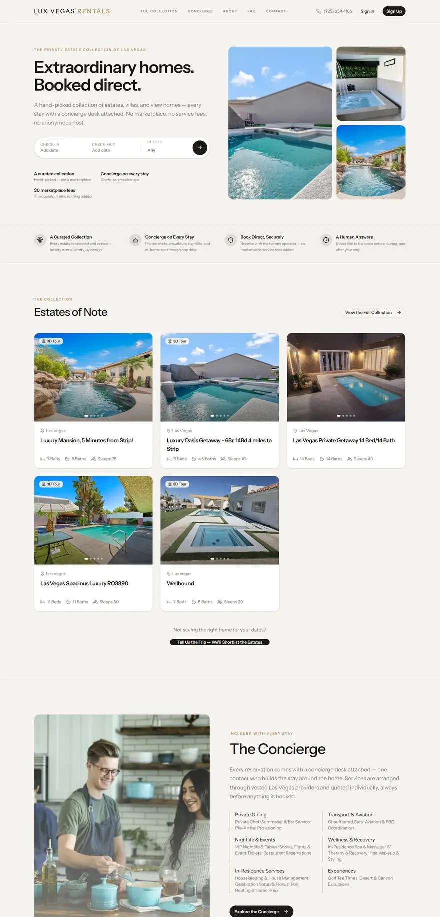 The Lux Vegas Rentals home page
