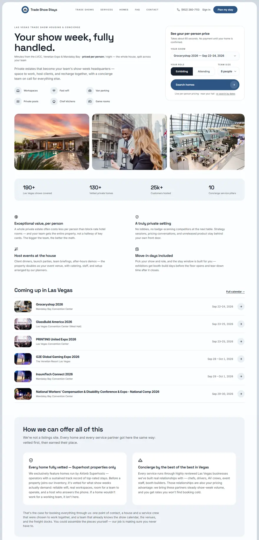 The Trade Show Stays home page